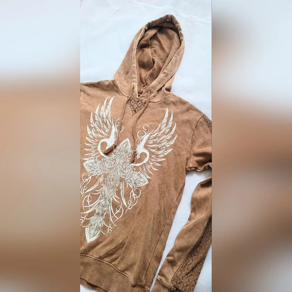 NWT! Buckle Affliction Summer Women's Studded Distressed Knit Canyon Hoodie XS